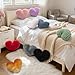 16 Inch Pink Heart Pillow Decorative Throw Pillows, Heart Shaped Soft Fluffy Faux Fur Cute Pillows for Women Valentine Anniversary Couch Bed Bedroom Room Home Decor Aesthetic (1, Pink, Medium-16