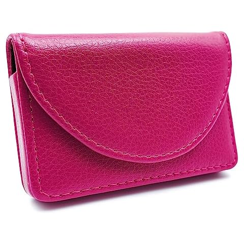 AI-DEE RFID Blocking Card Holder - Leather Card Case and Front Pocket Wallet with Magnetic Shut - Rose Cover