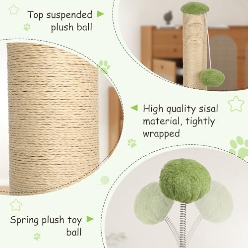 Poste rascador para gato de 22 pulgadas con cuerda de sisal natural miniatura 3