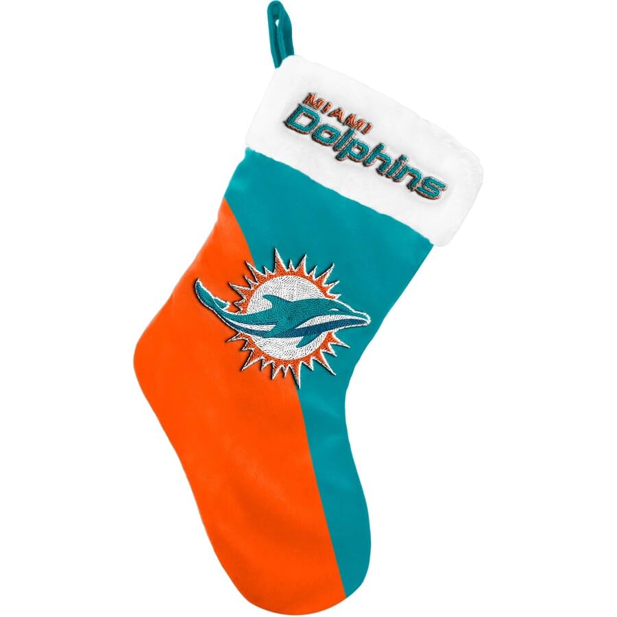 Chaussette de Noël NFL Miami Dolphins peluche déco de fêtes supporter football américain