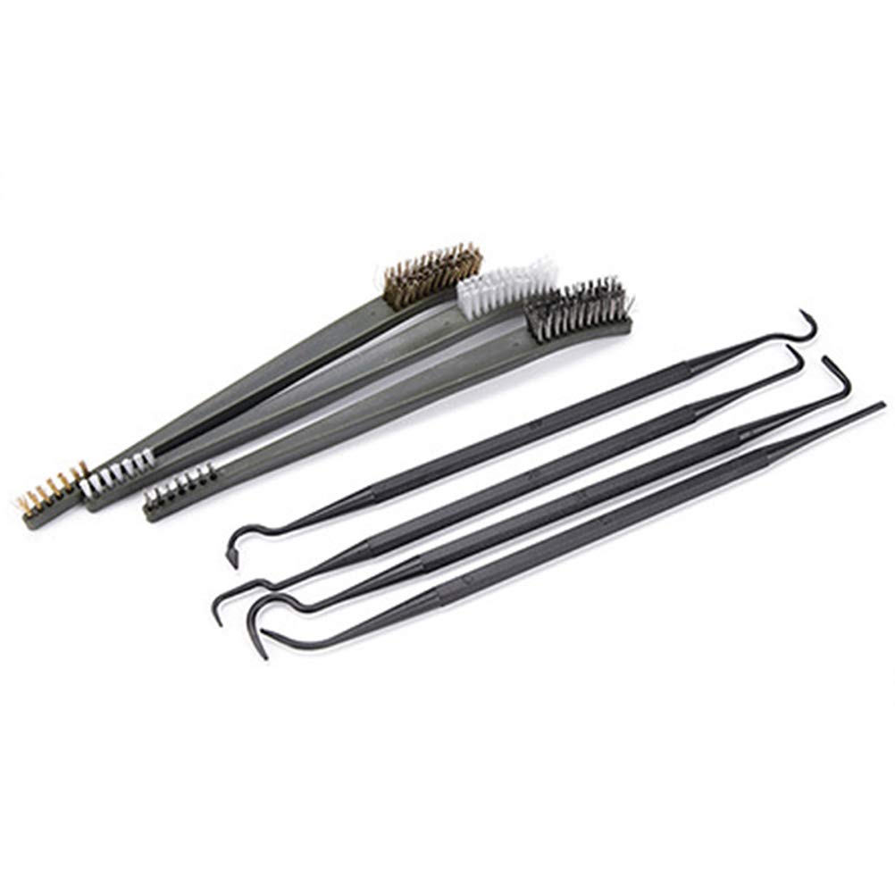 Kikumi Kit Universal de Limpieza de Armas 3pcs Cepillo de Alambre de Acero y 4pcs Nylon Pick Accesorios Tácticos de Armas Tácticas Herramienta de Limpieza (Negro)