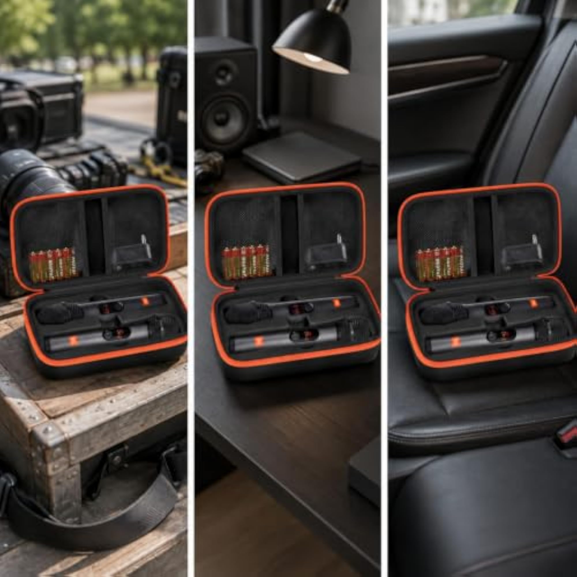 Portable Audio Pickup Storage Case, EVA Double-Zipper