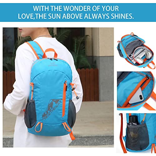 Mochila deportiva ligera plegable 20L Lywencom azul miniatura 2
