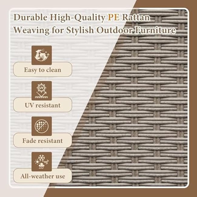 Outdoor Bar Cart with Storage Cabinet, Patio Bar Table, All-Weather for Patio, Kitchen, or Outdoor Entertainment, Wood Grain Finish-ahVxSg4Y