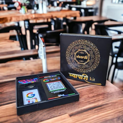 Kit Vyapari: standee NFC para reseñas de Google y tarjeta inteligente con resina epoxi