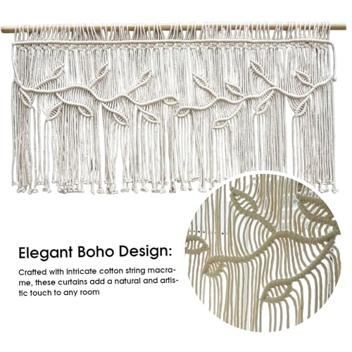 Cortinas de macramé de algodón que filtran la luz con diseño boho rectangular 5