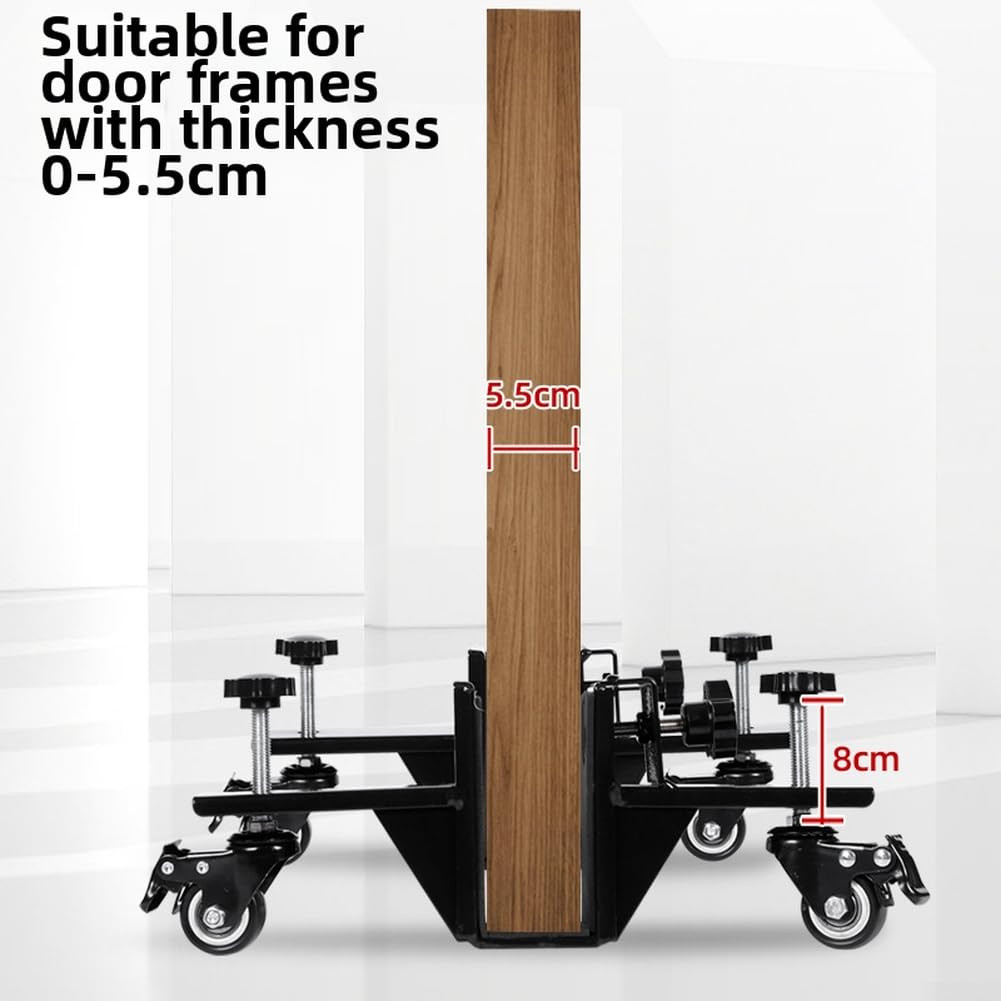 Carro elevador de puerta resistente con 4 ruedas bloqueables, capacidad de 660 libras, rodillo de traducción de acero para colgar puertas correderas y tablero de yeso, se adapta a 0-55 mm de grosor