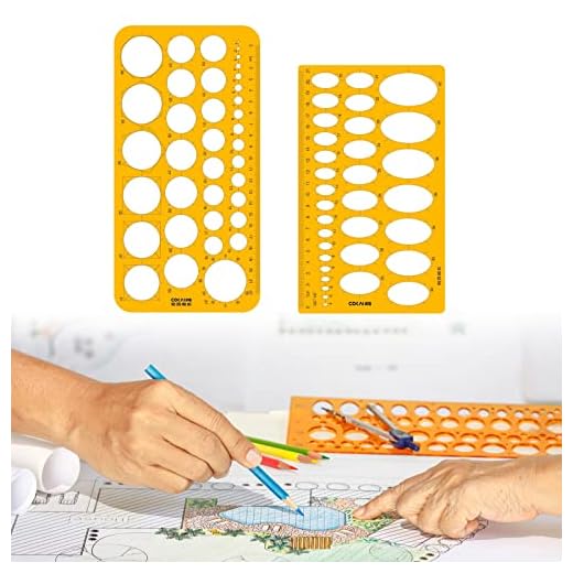 Plantillas Para Dibujar, Plantilla Circulos, Plantilla Elipses, Kit De Dibujo De Plantilla, Trazador De Plantillas, Para Oficina Y Escuela Diseño De Dibujos, Amarillo, 2 Piezas (Amarillo)