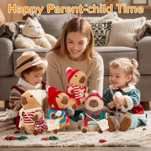Image of Capybara Plush for Boys Girls Birthday Dress Up Cute Plushies,10 Pcs Set,9 Clothes and Accessories Kawaii Stuffed Animal Plushie Toy, Soft Peluche Doll for Kids 10.2 in