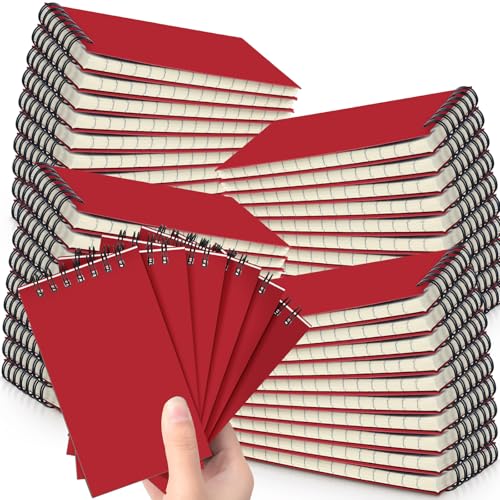 Tenceur 54 Pcs Pocket Notebook Small 3 x 5 Inch Top Spiral Notepads, Red
