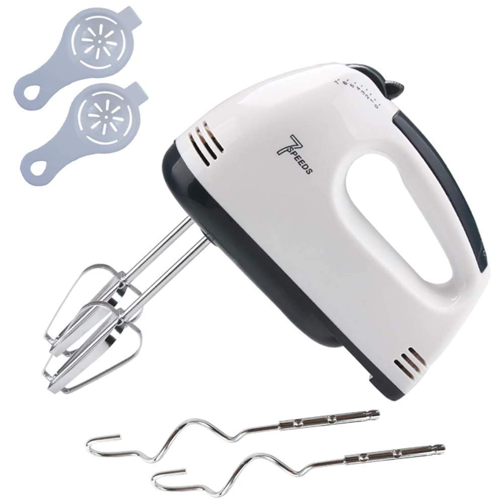 Frusta Manuale elettrica a 7 velocità Frusta a Mano Leggera 2 fruste, 2 Ganci per impastare, 2 Separatori per Uova, per frullino per Dolci da Cucina