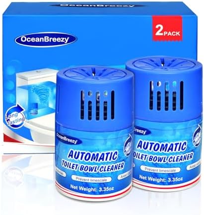 OceanBreezy Toilet Bowl Cleaners 2 Bottles | Automatic Long-Lasting Blue Toilet Cleaner Tablets, Septic Safe Toilet Bowl Tablets in Bottles | Larger capacity | Prevent Stain Buil（2800 Flushes Each）