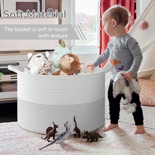 Image of INDRESSME 115L Extra Large Blanket Basket, Cotton Rope Toy Baskets Storage Kids Toy Bin for Playroom Decor Woven Baby Laundry Basket for Organizing, Black Stitch