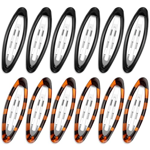 Qianyu 570737_1_Z4G0UDUW 12Pcs Oval Snap Hair Clips Classic Tortoise Metal Barrettes Water Drop Shape No Slip Hair Pins Bang Hair Holder Black Accessories cover