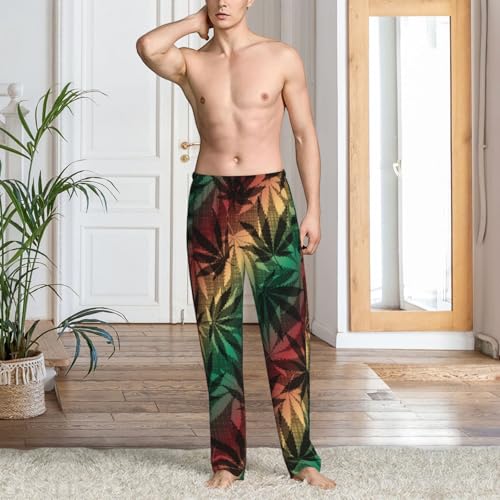 Marijuana Weed Leaf Men's Pajama Pants Casual Sweatpants Lounge Wide Leg Sleepwear Sleep Pant with Pockets4