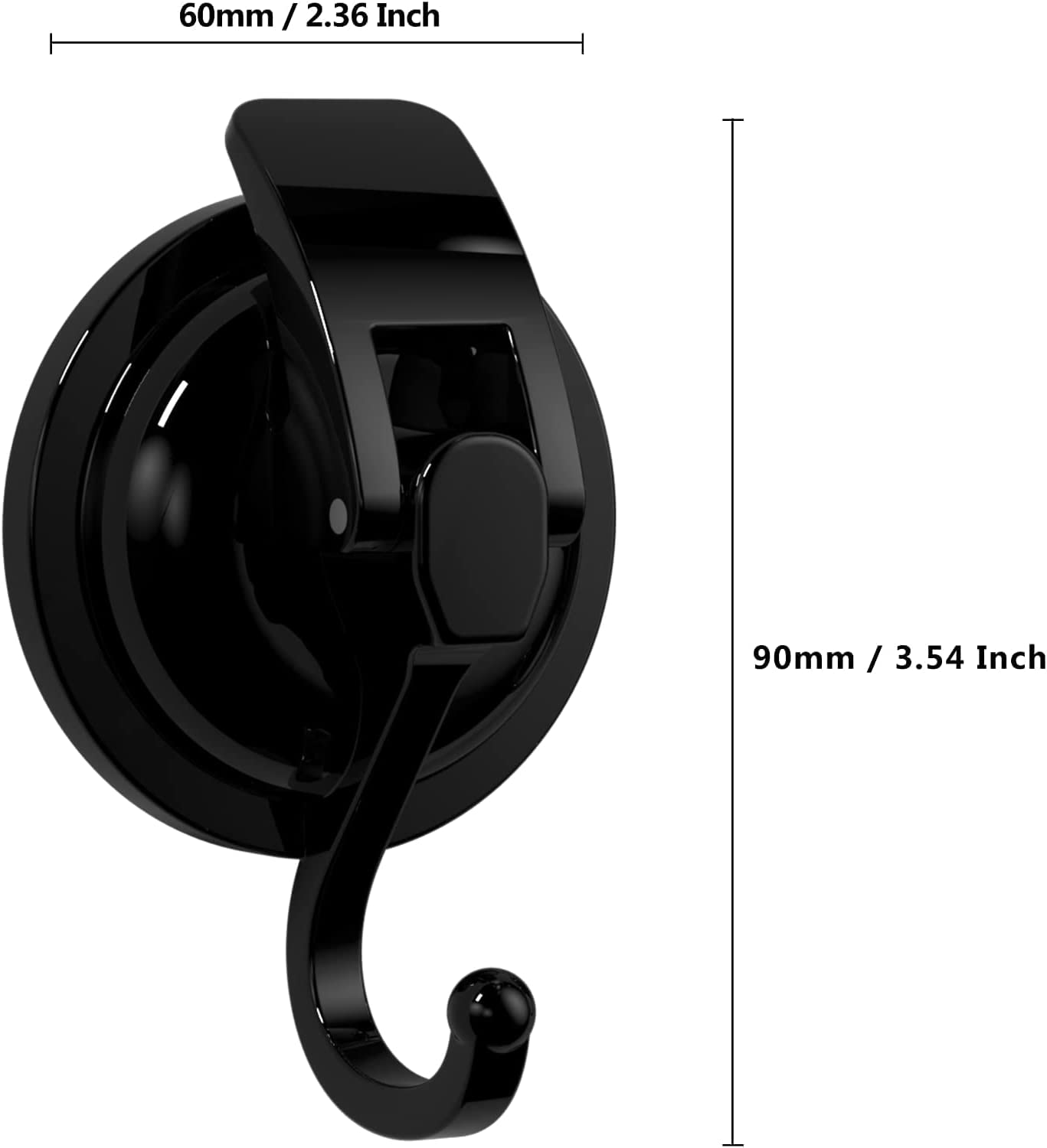 SOCONT Suction Cup Hooks for Shower, Heavy Duty Vacuum Shower Hooks for Inside Shower, Matte Black-Plated Plished Super Suction for Kitchen Bathroom Restroom, 1 Pack