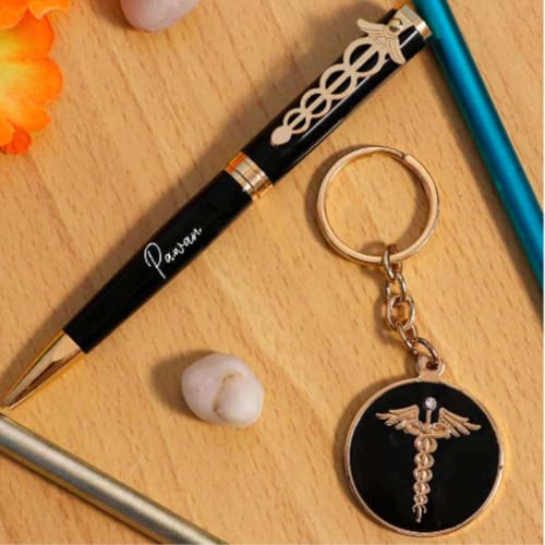 Image of ncgifts Personalized Doctor Metal Pen & Keychain With Name Engraved Customized Gift Combo For For Doctors, Surgeons, Medico, Dr. & Medical Students.Ideal Gift For Doctors