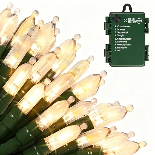 Vruxuri Battery Operated Christmas Lights, 18 FT 50 LED Clear Mini String Lights, 8 Modes with Timer Waterproof Tree Lights for Xmas Indoor Outdoor Holiday Home Decor, Warm White