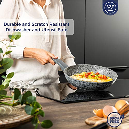 Image of Westinghouse Granite Series Non-Stick Frying Pan | 3-Layer Marble Coated, Superior Non-Stick Performance | Forged Aluminum Fry Pan | Induction, Electric, Gas, Halogen & Ceramic Compatible | (26 cm)