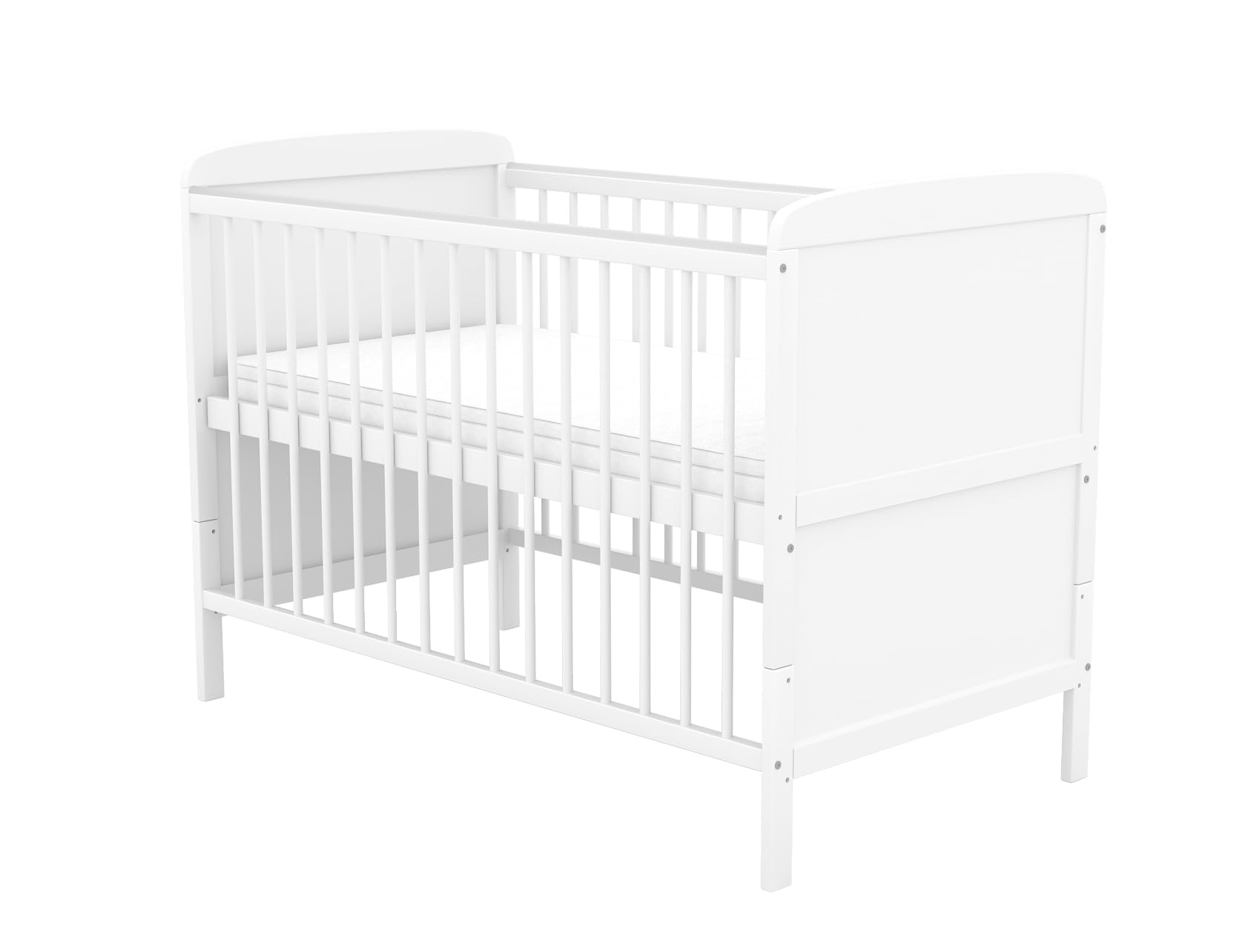 Babybett 70x140 cm weiß Kinderbett umbaubar zum Juniorbett Natalie Gitterbett Kiefer Massivholz mit Beißschienen