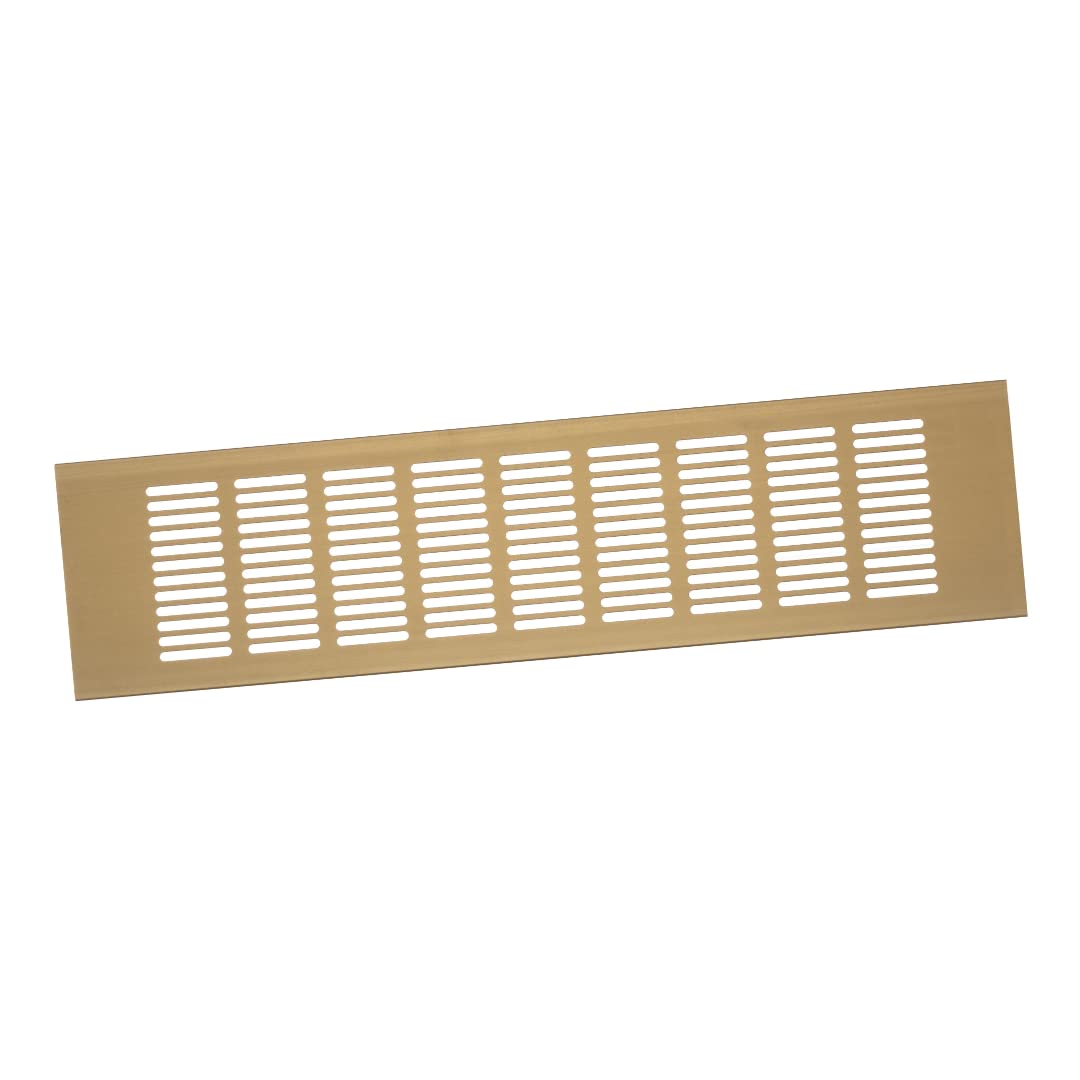 Europlast Gold 100X400mm Air Vent Cover - Aluminium Ventilation Grille - Furniture Grill For Door, Wardrobe, Radiator