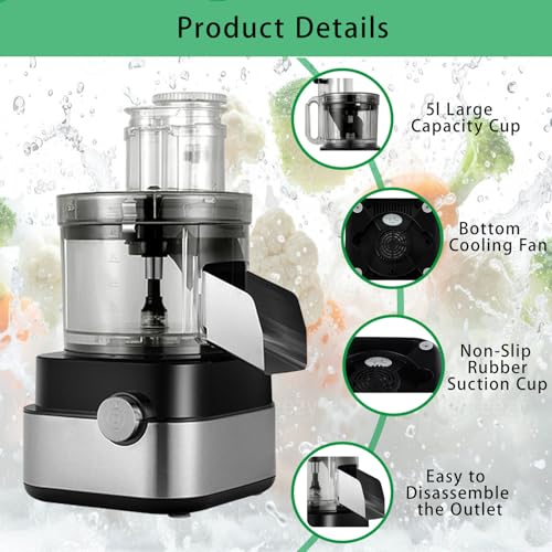 Elettrico per verdure con 5 lame, preparazione degli alimenti senza sforzo per una preparazione rapida e facile dei pasti in cucina, chef casalinghi e appassionati di cucina