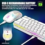 RedThunder 60% Clavier de jeu sans fil et Mouse Combo, 2500mAh Batterie rechargeable, Ultra-Compact Small RGB Clavier de sensation mécanique, Souris optique Honeycomb légère pour les jeux/affaires, blanc
