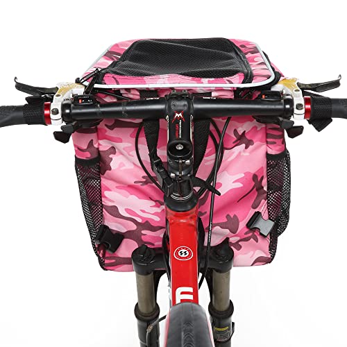 Pet-Bicycle-Front-Carrier-Backpack-for-Bike-Riding-Foldable-Removable-Reflective-Strips-Dog-Bike-Basket-Carrier-2-Side-Storage-Pockets-Pet-Travel-Bag-for-Cats-Small-Dogs-Pink-Camo - Cucciolini Doodles   Pet-Bicycle-Front-Carrier-Backpack-for-Bike-Riding-Foldable-Removable-Reflective-Strips-Dog-Bike-Basket-Carrier-2-Side-Storage-Pockets-Pet-Travel-Bag-for-Cats-Small-Dogs-Pink-Camo