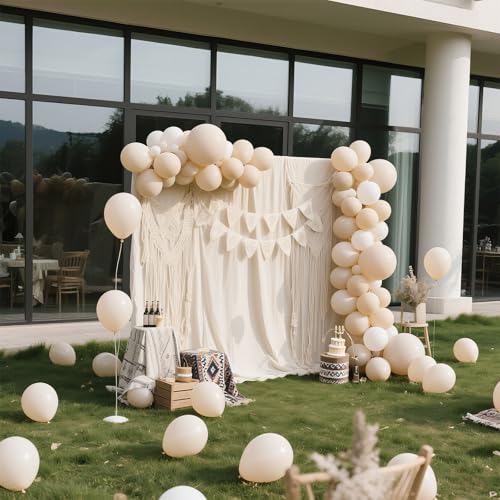 Image of Cream Balloons 10 Pack 36 inch Latex Party Neutral Round Beige Sand White Balloons for Birthday Wedding Baby Shower Gender Reveal Party Decoration