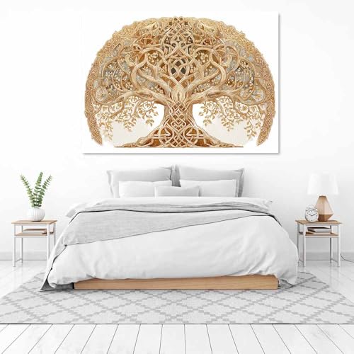 Toile arbres entrelacés marron de qualité supérieure style moderne - 3