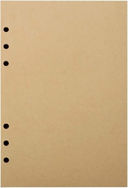 Notebook Refill Blank/Plain, 6 Hole Insert for XUAN Leaf Journal, Refillable Page for 6-Ring Binder Travel Diary Organizer Sketchbook, Unlined Unruled Paper A6-A5/ Personal Size 17 x 10.5 Brown/Kraft