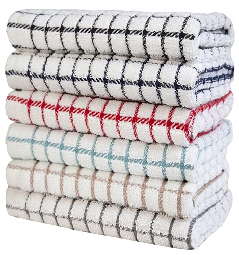 Image of Bumble Kitchen Towels (6 Pack) | 16 inch x 28 inch | 100% Cotton Kitchen Towels | 385 GSM | Soft, Highly Absorbent & Durable Dish Towels for Kitchen | Multicoloured Checked