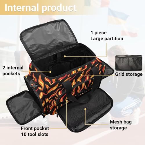 Flames Pattern Lightweight Gym Tote Travel Weekender Bag with Shoe Compartment & Wet Pocket, Water Resistant Sports Handbag for Fitness3