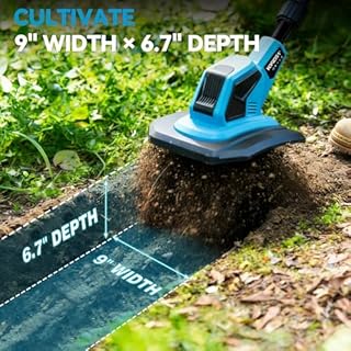 Yofidra Motobineuse Électrique sans Fil - 600W Motoculteur avec 23cm de Largeur de Travail, 17cm de Profondeur, 2x2.0Ah Batteries, 4x12 Dents pour Travail du Sol, Cultivateur Électrique pour Jardin