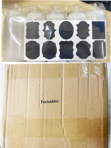 10 PCS 12 oz/360 ml Condiment Squeeze Bottles,Plastic Squeeze Bottles,Sauce Bottles with Cap Lids for Sauce,BBQ,Condiments,Oil,Liquids,Paint,Provide 21 chalkboard labels and 1 Chalk Marker