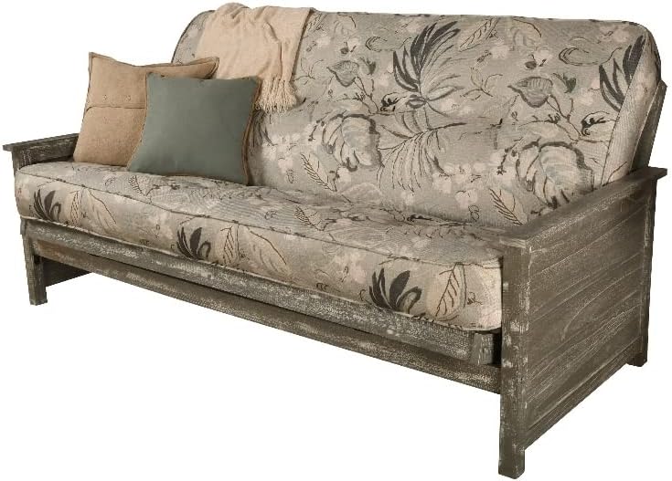 Kodiak Furniture Lexington Futón en gris desgastado con colchón Takara Rain Green