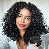 Qmaple Half Wig Synthetic Hair 3 In 1 Curly Half Wig With Adjustable Drawstring Seamless Flip For Beginner Friendly Water Wave For Black Women (Black 14 Inch)