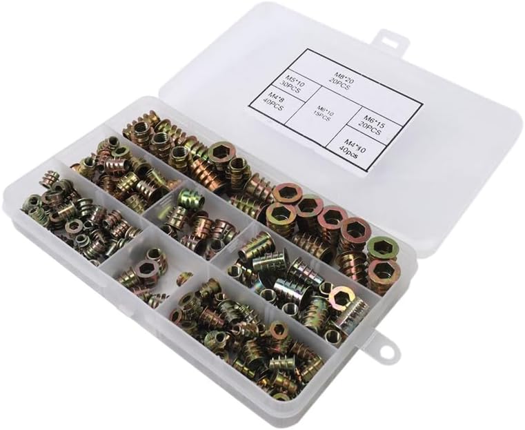 Threaded Inserts Nuts, Wood Insert Assortment Tool Kit, M4/M5/M6/M8 Furniture Screw Inserts Bolt Fastener(825 PCS) - (Color: Silver)