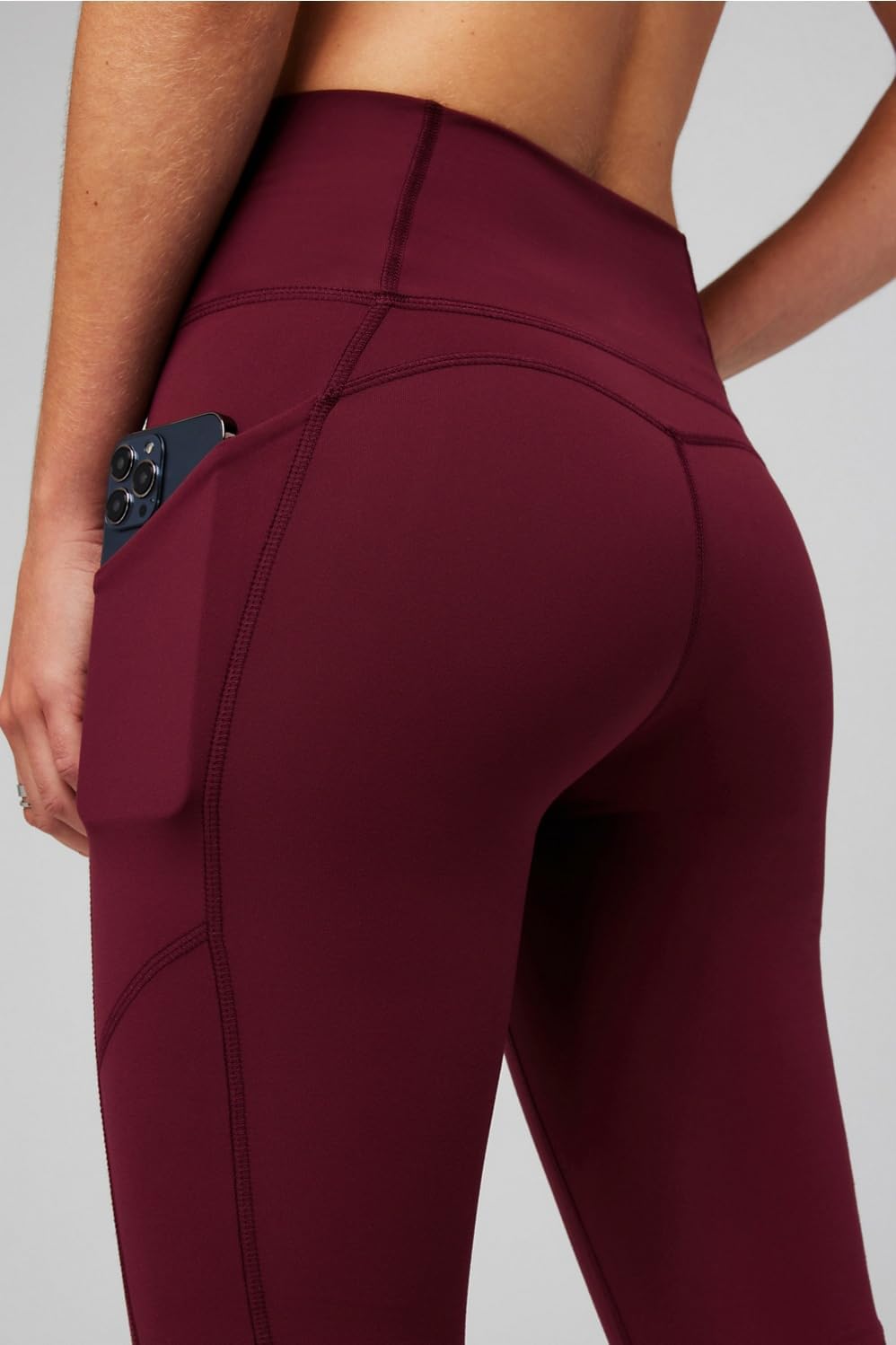 Fabletics Women's Oasis PureLuxe High-Waisted Legging, Light Compression, Buttery Soft, L/Regular | 27, Merlot