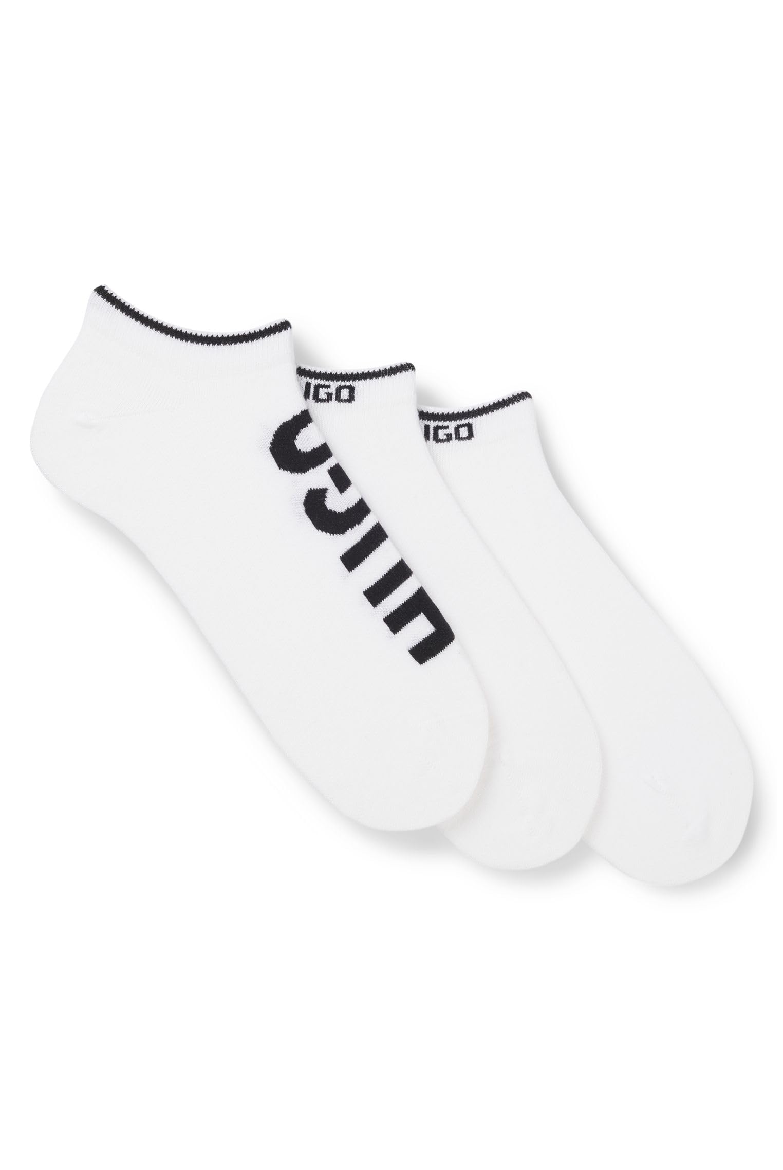 Hugo Men's White 3 Pack Trainer Ankle Socks in Size 4 -8, Sports Direct