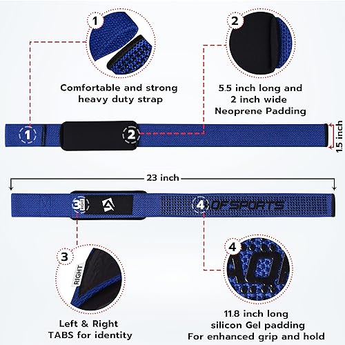 AQF Weight Lifting Straps, 100% Cotton Gym Wrist Straps, 60CM Heavy Duty Lifting Straps with 5MM Neoprene Padding - Image 3