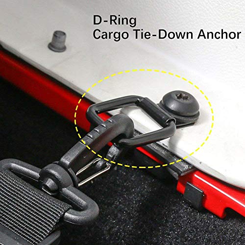 Jecar 8 Hardtop Quick Removal Bolts Thumb Screws & 8 D Ring Tie Down Anchors Compatible With Jeep Wrangler 2007-2023 Jk Jl Sports Sahara Rubicon X Unlimited 2 4 Door Accessories, Red #TOP7