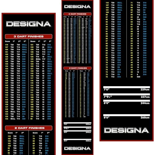 DESIGNA DARTS Alfombra antideslizante para dardos con diseño de caja, rojo, 60 cm