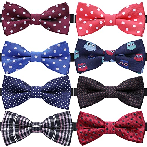Image of AUSKY 8 PACKS Elegant Adjustable Pre-tied Bow Ties for Men Boys (1&4&5&6&8 Pack for option)
