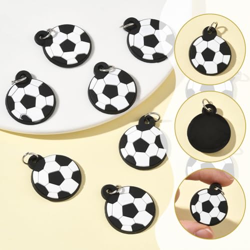 Miniatura 3 de Sunnyclue 80 Dije De Silicona Con Forma De Balón De Fútbol, Dijes Deportivos De Goma Suave Con Temática De Las Cinco Grandess Ligas De Fútbol Europeas, Colgantes Para Hacer Joyas, Collares, Llaveros,