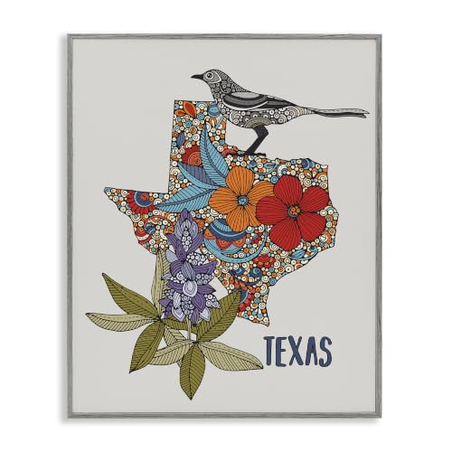 Texas Bluebonnet State Bird Floral, 24 x 30 Inch Framed Giclée Print