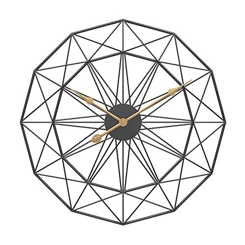 No-branded YYFUS Retro European Style Wall Clock Household Bedroom Iron Art Clock Wall Decor Black Frame Walnut Pointer Wall Clocks (Color : Green, Size