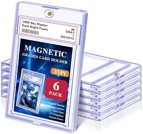 Magnetic Graded Card Slab for Trading Cards Acrylic One Touch Card Case Holder PSA Slab Protector with Label Position Fit for TCG MTG Baseball Cards Sports Cards Game Cards(6P)
