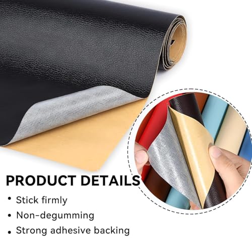 Image of Black Self-Adhesive Leather Repair Patch | Waterproof & Anti-Scratch | Quick Fix for Bean Bags, Sofas, Couches, Furniture, Car Seats, Handbags (30 x 60cm) Durable Leather Restoration (6, Black)