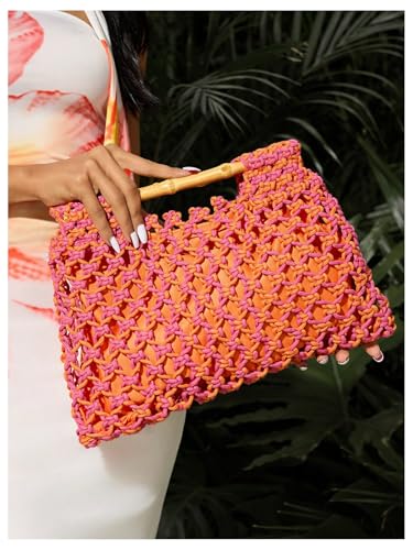 Image of Floerns Women's Straw Bag Handle Beach Clutch Purse Hobo Handbag